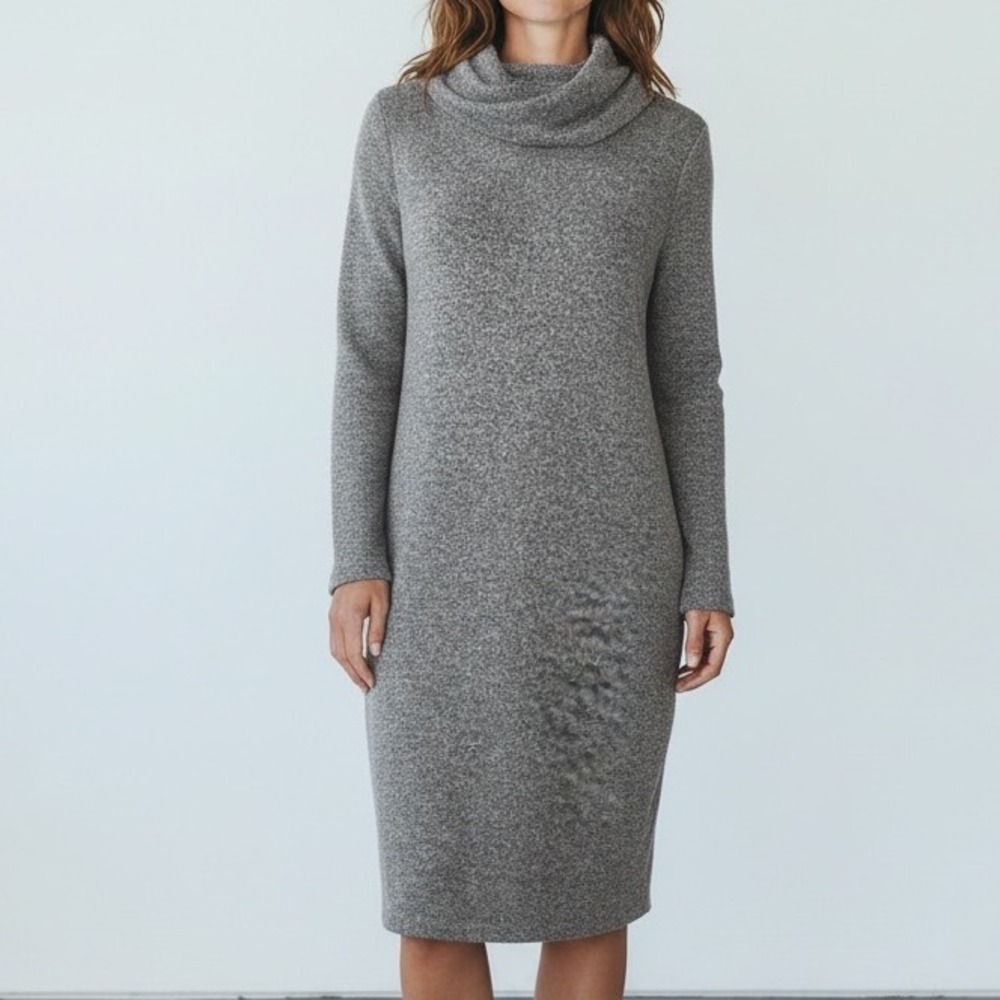 BANANA REPUBLIC Gray Women's M Cowl Neck Long Sleeve Sweater Dress Work Party‎